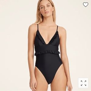 Jcrew Ruffle Plunge One Piece - 8